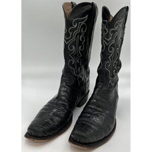LUCCHESE CLASSICS Handmade Black CAIMAN BELLY Western Cowboy Boots Mens 13D